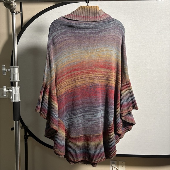 Northstyle Southwestern Ombre Colorful Sweater Poncho Yellowstone Turtleneck OS‎ - Picture 3 of 6